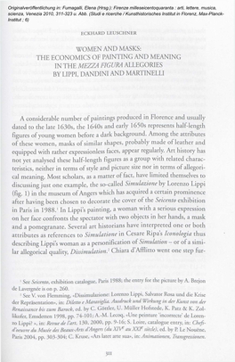 Women and Masks: the Economics of Painting and Meaning in the Mezza Figura Allegories by Lippi, Dandini and Martinelli