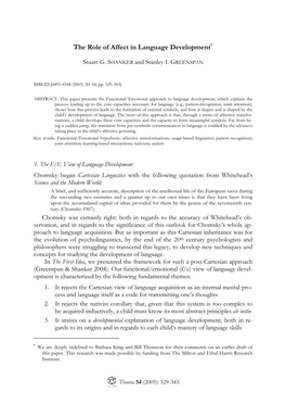 The Role of Affect in Language Development∗