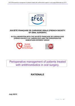 Perioperative Management of Patients Treated with Antithrombotics in Oral Surgery