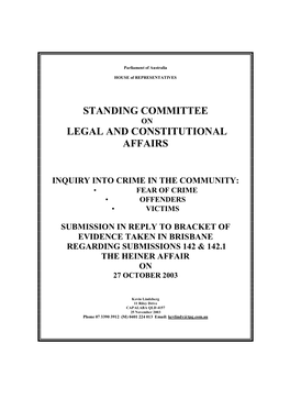 Standing Committee Legal and Constitutional Affairs