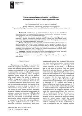 Percutaneous Ultrasound-Guided Renal Biopsy; a Comparison of Axial Vs