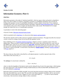 Information Geometry (Part 1)