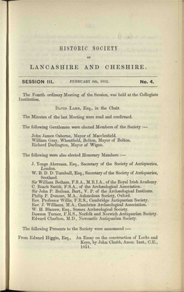 Histokic Society Lancashire and Cheshire