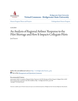 An Analysis of Regional Airlines' Response to the Pilot Shortage And