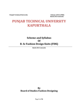 Scheme and Syllabus of B. Sc Fashion Design Knits (FDK)