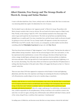 Albert Einstein, Free Energy and the Strange Deaths of Morris K. Jessup