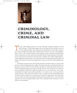Criminology, Crime, and Criminal Law