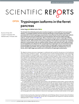 Trypsinogen Isoforms in the Ferret Pancreas Eszter Hegyi & Miklós Sahin-Tóth