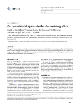 Curry-Assisted Diagnosis in the Rheumatology Clinic Sarah L