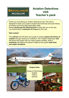 Aviation Detectives Visit Teacher's Pack