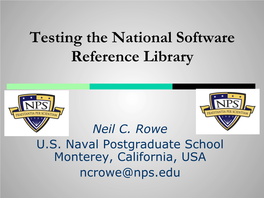 Testing the National Software Reference Library