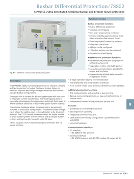 Busbar Differential Protection / 7SS52 SIPROTEC 7SS52 Distributed Numerical Busbar and Breaker Failure Protection