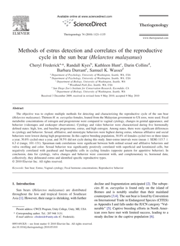 Methods of Estrus Detection and Correlates of the Reproductive Cycle