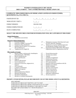 Women's Interagency Hiv Study Drug Form 2 – Non