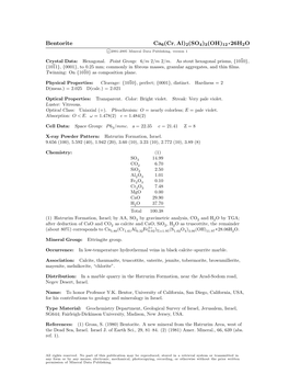 Bentorite Ca6(Cr, Al)2(SO4)3(OH)12 • 26H2O C 2001-2005 Mineral Data Publishing, Version 1