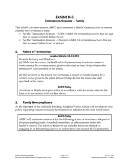 Exhibit H-3 Termination Reasons – Family