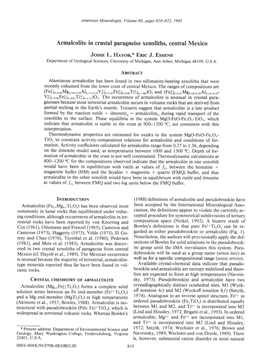 Armalcolite in Crustal Paragneiss Xenoliths, Central Mexico Joorr L