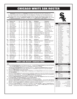 Chicago White Sox Roster