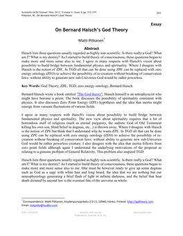 On Bernard Haisch's God Theory