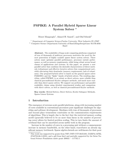 PSPIKE: a Parallel Hybrid Sparse Linear System Solver *