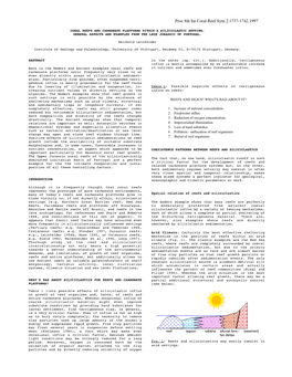 Coral Reefs Within a Siliciclastic Setting, 1997