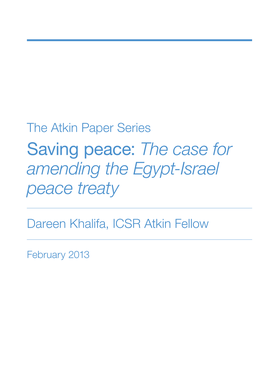 The Case for Amending the Egypt-Israel Peace Treaty