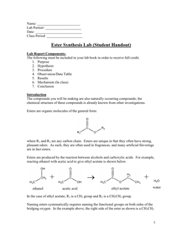 Ester Synthesis Lab (Student Handout)