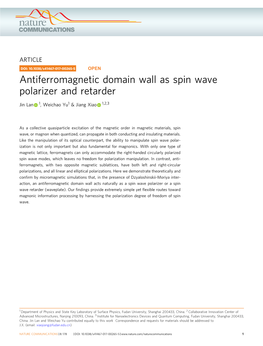 Antiferromagnetic Domain Wall As Spin Wave Polarizer and Retarder