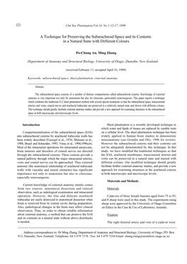 A Technique for Preserving the Subarachnoid Space and Its Contents in a Natural State with Different Colours