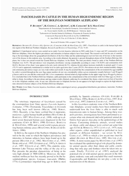 Fascioliasis in Cattle in the Human High Endemic Region of the Bolivian Northern Altiplano