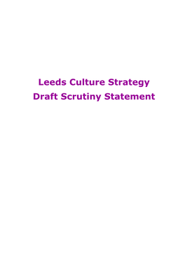 Leeds Culture Strategy Draft Scrutiny Statement