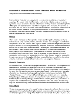 Inflammation of the Central Nervous System- Encephalitis, Myelitis, and Meningitis