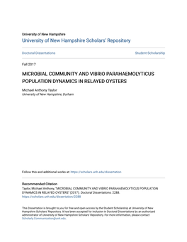 Microbial Community and Vibrio Parahaemolyticus Population Dynamics in Relayed Oysters