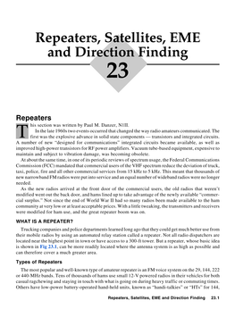 Repeaters, Satellites, EME and Direction Finding 23