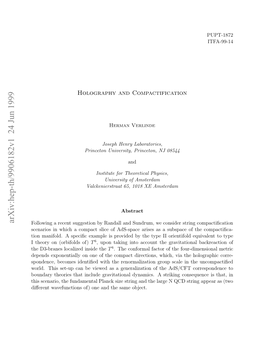 Holography and Compactification