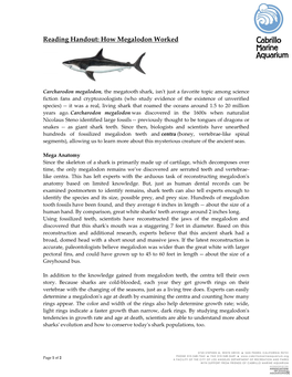 Reading Handout: How Megalodon Worked