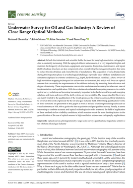 Underwater Survey for Oil and Gas Industry: a Review of Close Range Optical Methods