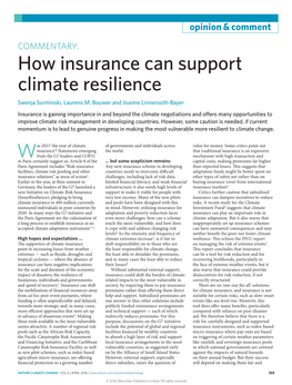 How Insurance Can Support Climate Resilience Swenja Surminski, Laurens M