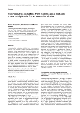 Heterodisulfide Reductase from Methanogenic Archaea: a New Catalytic Role for an Iron-Sulfur Cluster