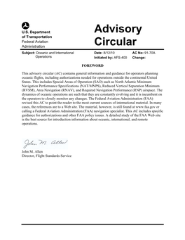 Advisory Circular 91-70A