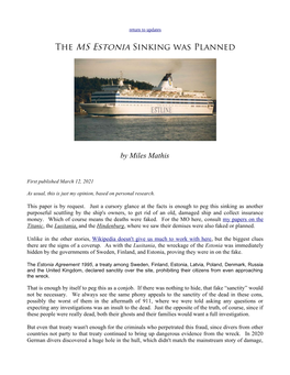 The MS Estonia Sinking Was Planned