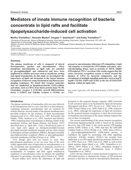 Lipid Rafts Facilitate LPS Responses 2605