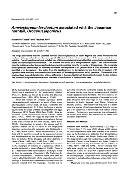 Amylostereum Laevigatum Associated with the Japanese Horntail, Urocerusjaponicus