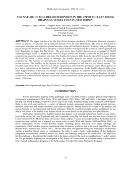 The Nature of Boulder-Rich Deposits in the Upper Big Flat Brook Drainage, Sussex County, New Jersey