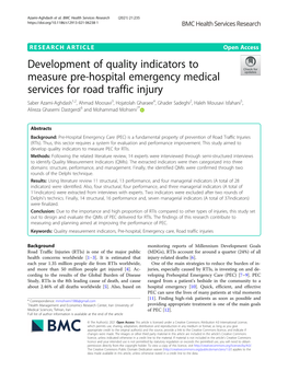 Development of Quality Indicators to Measure Pre-Hospital Emergency