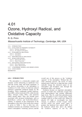 4.01 Ozone, Hydroxyl Radical, and Oxidative Capacity