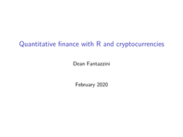 Quantitative Finance with R and Cryptocurrencies