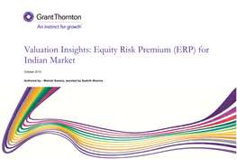 Valuation Insights: Equity Risk Premium (ERP) for Indian Market