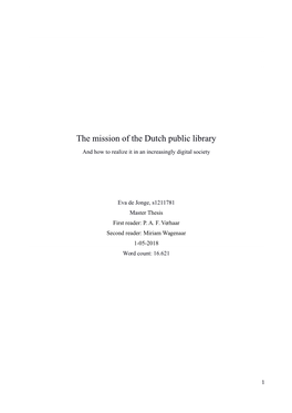 The Mission of the Dutch Public Library