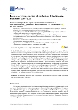 Laboratory Diagnostics of Rickettsia Infections in Denmark 2008–2015